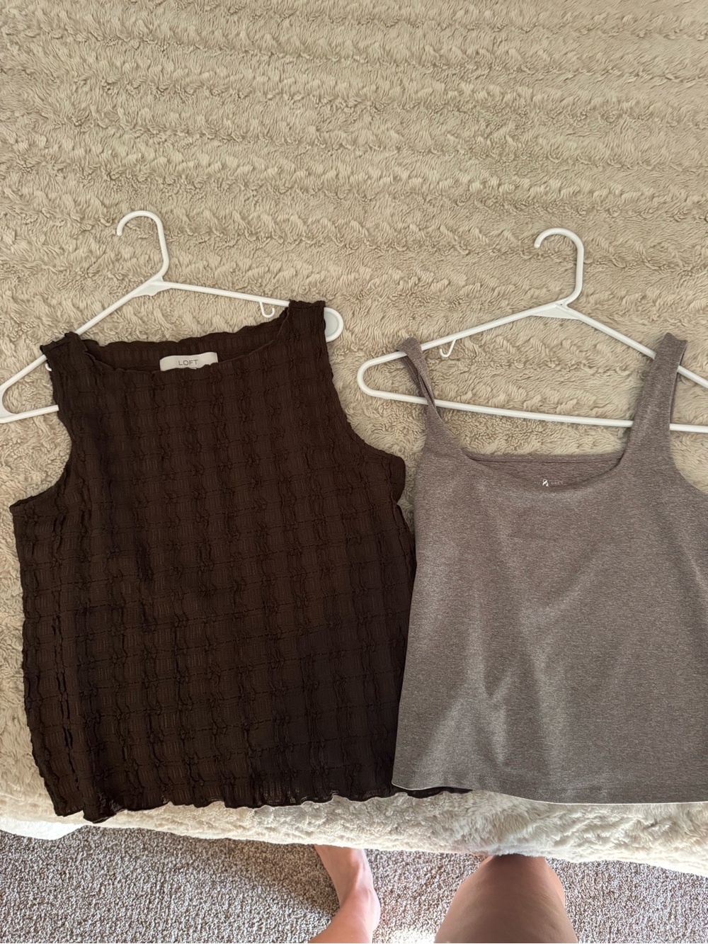 LOFT Dark Brown Textured Sleeveless Tank
